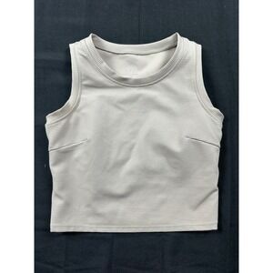 Move Theology Ribbed Crop Tank Top Beige Back Cutout Athletic Womens Size M